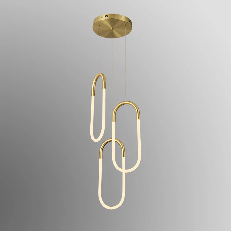 suspension lumineuse moderne or blanc pince papier finition lisse minimaliste salon chambrehôtel