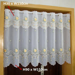 rideau blanc brodé fleurs or transparent classique fenêtre H30 W150 H90 W150 H75 W150