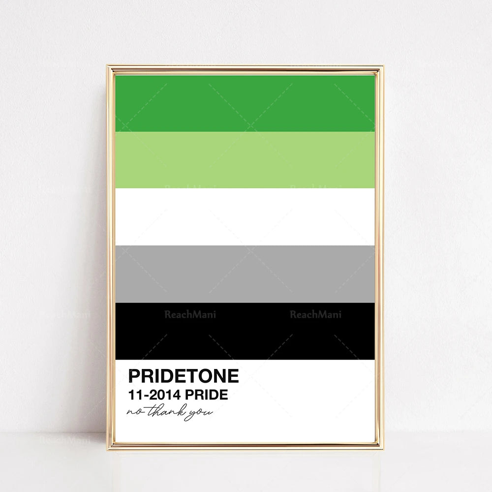 Cette œuvre colorée et géométrique représente la palette Pridetone de l'année 2014, créée pour célébrer la fierté LGBTQ+.