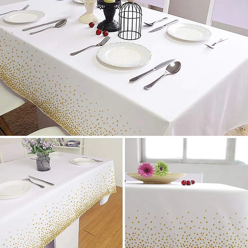 nappe décoration étoiles dorées anniversaire mariage noël moderne festive blanc or