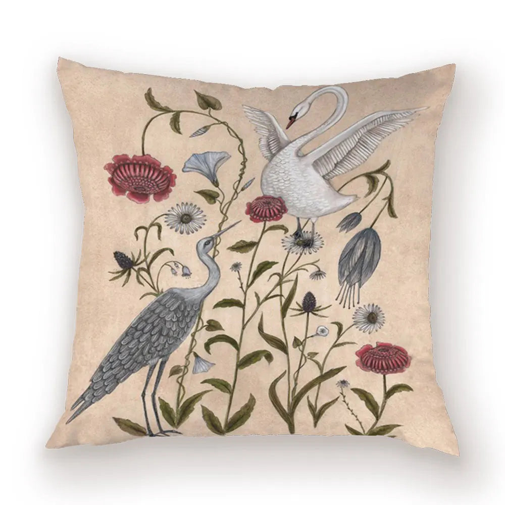taies d'oreiller carrées fleur vintage polyester blanc décoratives