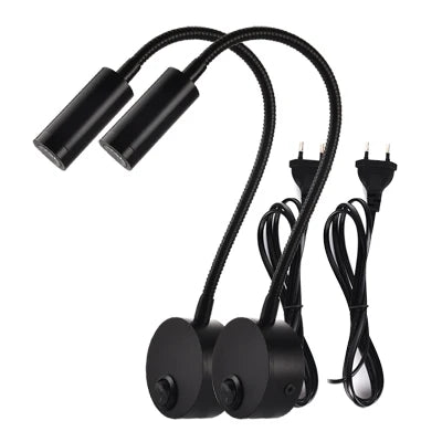 appliques murales led blanc noir argent moderne cable prise interrupteur on off support mural