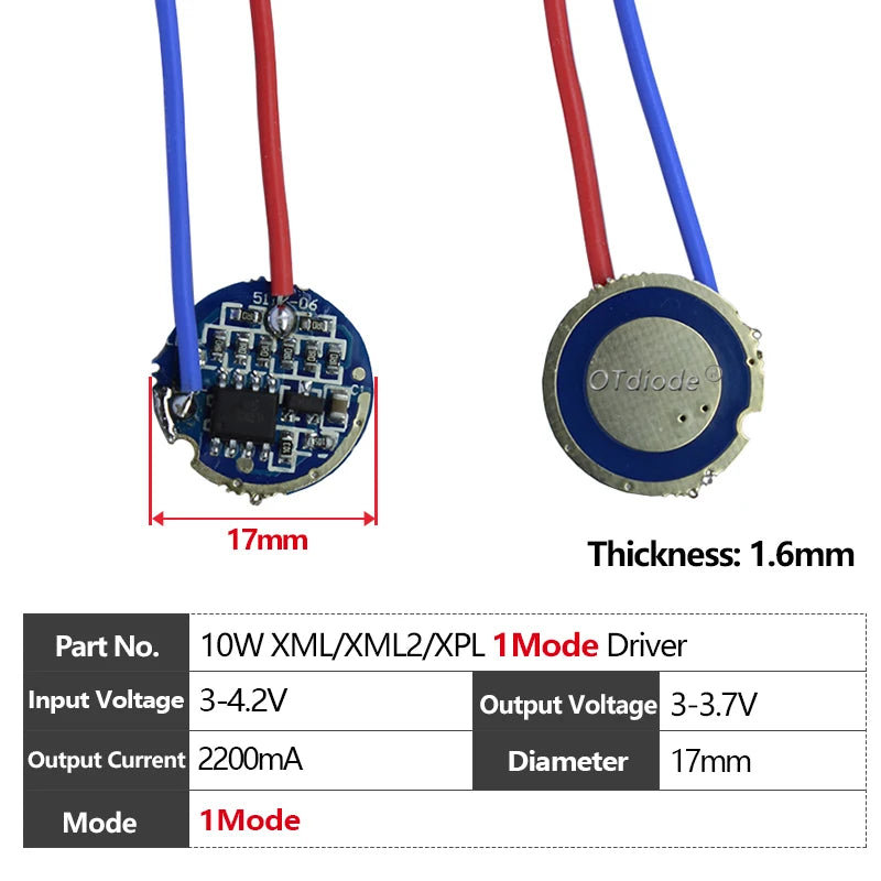 circuit intégré led 3w 5w 10w vert bleu noir 17mm 20mm 22mm 1mode 5modes