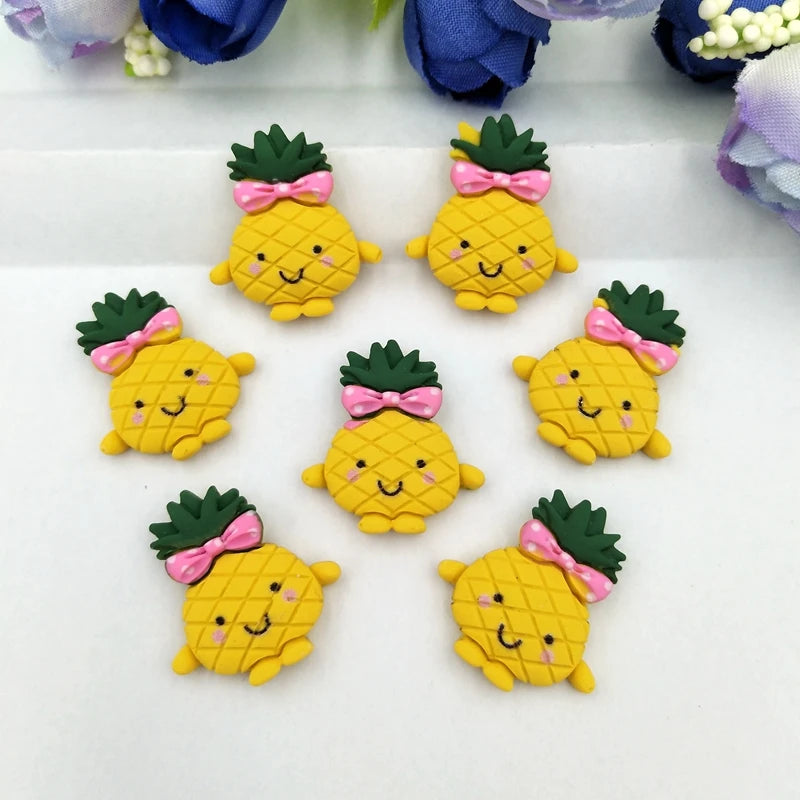 décorations maison biscuits jaune vert rose fruits yeux sourire ruban ananas artisanat scrapbook bricolage