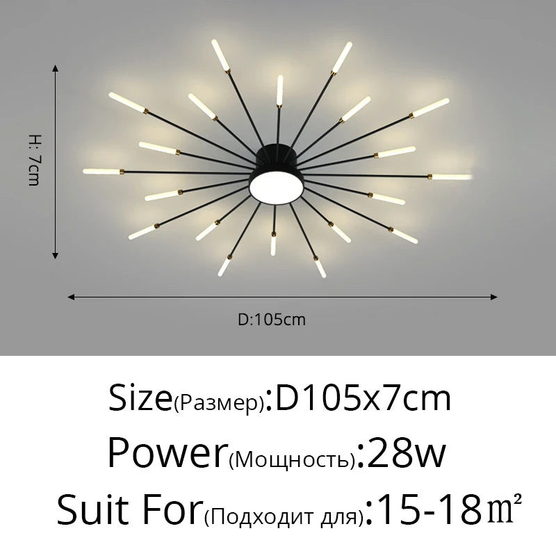 plafonnier moderne or noir lumineux acier alimentation électrique flux lumineux élevé chambre salon