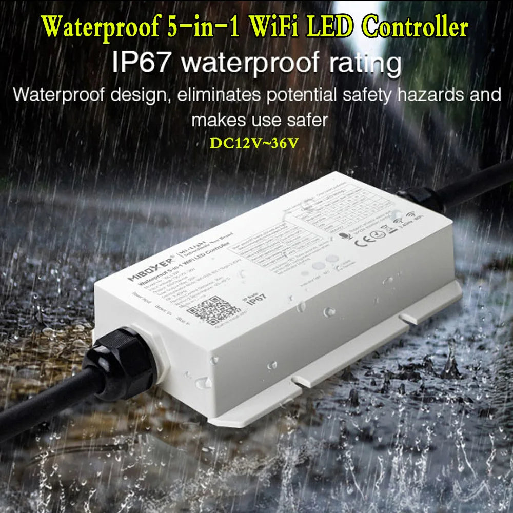 contrôleur led wifi ip67 étanche 12v 24v rgbw cct application smartphone moderne