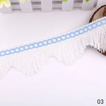 ruban frisé franges bleu clair rose noir marron décoratif 5cm artisanal diy decoration