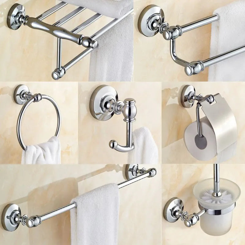 accessoires salle bain chrome métal finition laiton ensemble quincaillerie classique vis
