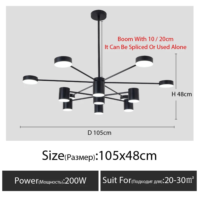 chandelier suspension lumineuse moderne noir led industriel scandinave chambre salon