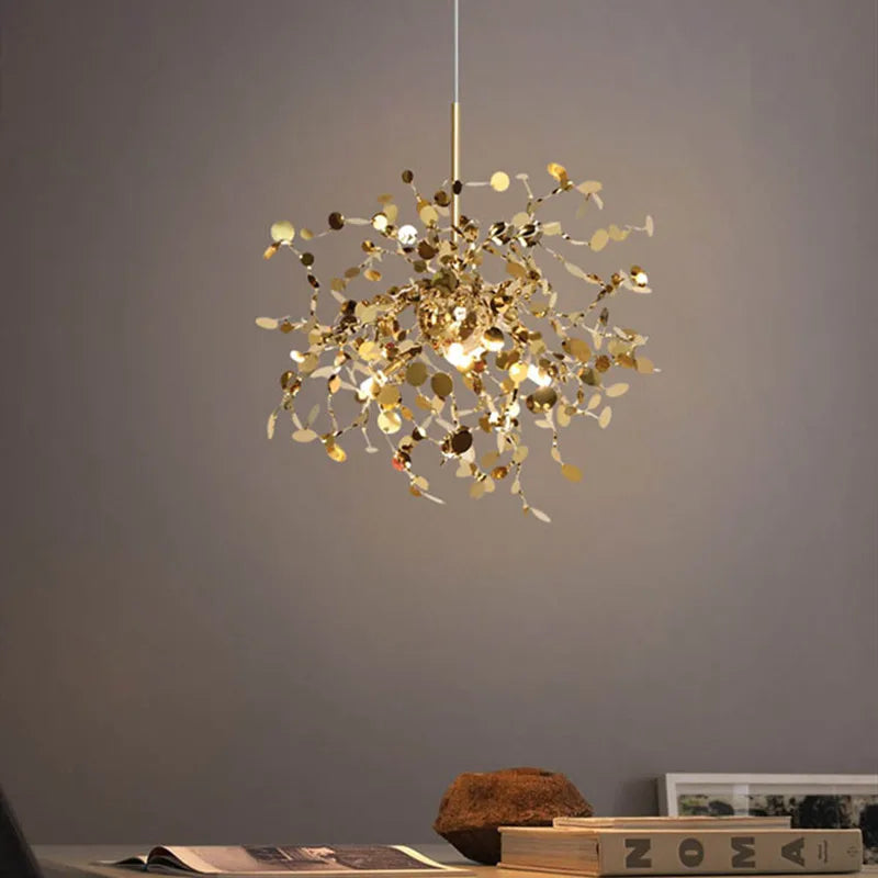 Suspension lumineuse moderne ornementale feuilles contemporain salon chambre
