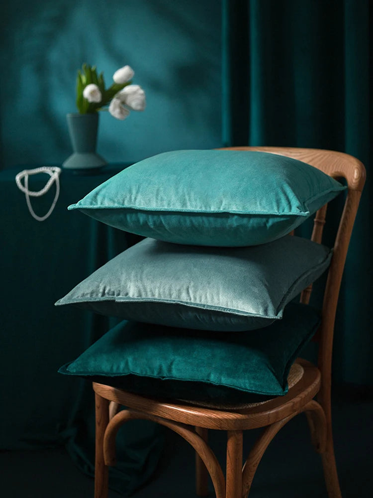 housse velours coussin décoratif 30x50cm 45x45cm classique fixation vert marron orange salon chambre