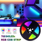 Bande LED COB RGB enroulée montrant sa flexibilité