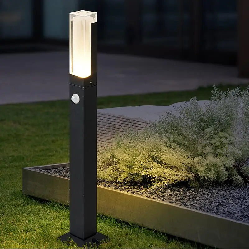 lampe led extérieure moderne noire capteur mouvement ip65 27cm 40cm 60cm