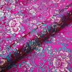 tissu brocart fleurs rouge rose jaune bleu polyester durable qualité jacquard teint decoration materiau