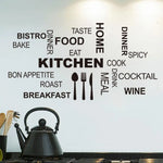 sticker mural adhésif texte cuisine noir typographique décoration murale intérieure pvc résistant eau 58cm