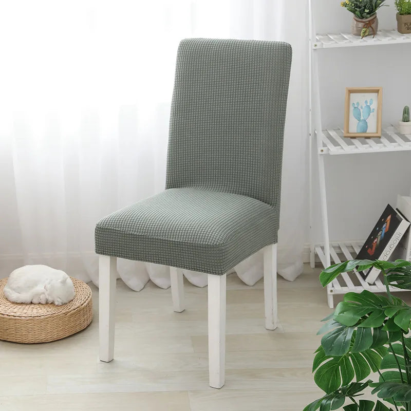 housse chaise marron noir bleu rose verte gris moderne spandex polyester jacquard unicolore elastic