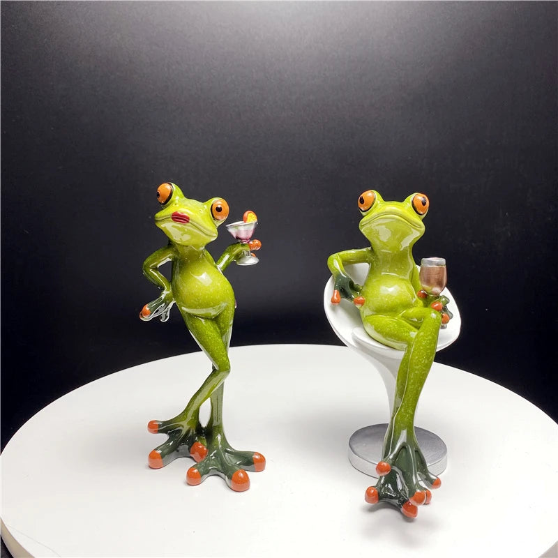 statues grenouilles résine décoratives modernes humour maison verte blanche verte verte