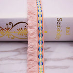 rubans jacquard franges motifs géométriques bleu rouge blanc rose ethnique boho chic opaques decoration