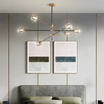suspension lumineuse moderne noir doré sphères translucides led géométrique scandinave