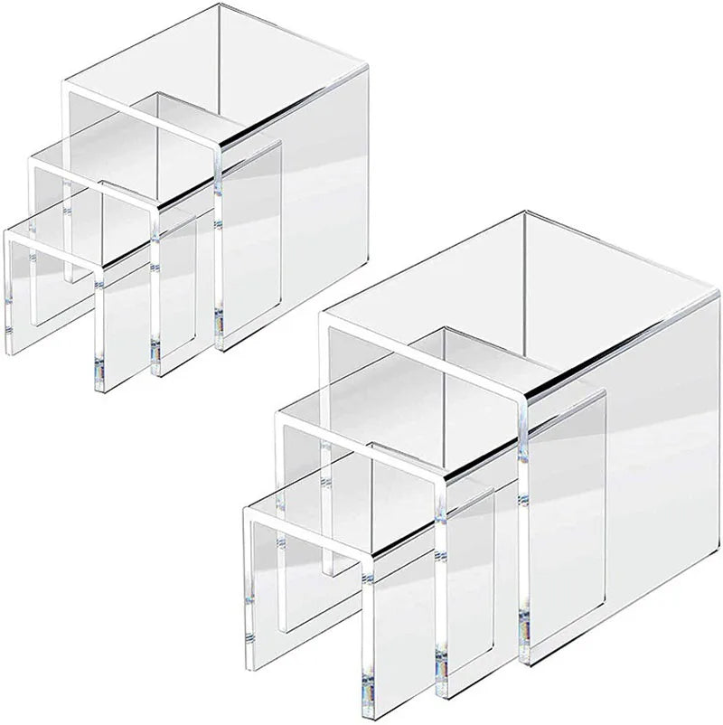 présentoirs transparents multi niveaux moderne bijoux vernis ongles desserts vin minimaliste réutilisable respectueux environnement