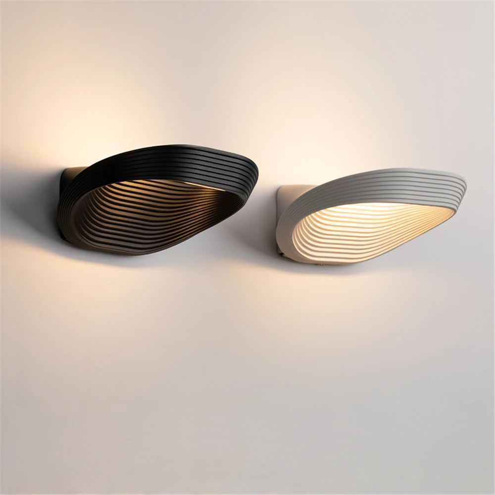 applique murale led moderne aluminium noir blanc rayures horizontales 12w 7w chambre salon entrée