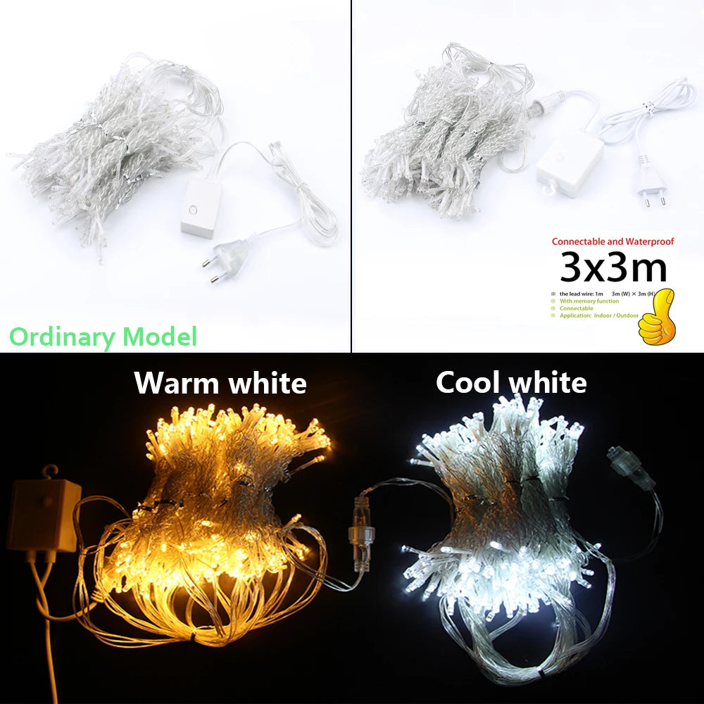 Rideau lumineux féerique décorant une chambre à coucher