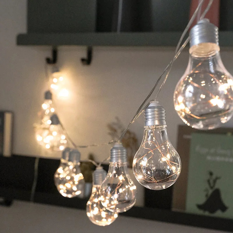 guirlande lumineuse transparente dorée fil cuivre vintage clips noël décoration intérieure led 4m 10ampoules