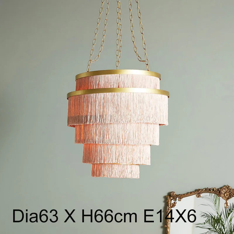 suspension lumineuse franges moderne or blanc gris élégant chambre fille lumière bohème