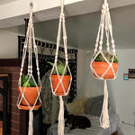 Ensemble de pots suspendus en macramé de différentes couleurs