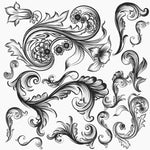 timbres vintage baroques motifs floraux ornements feuilles fleurs marron clair décoration artisanale scrapbooking