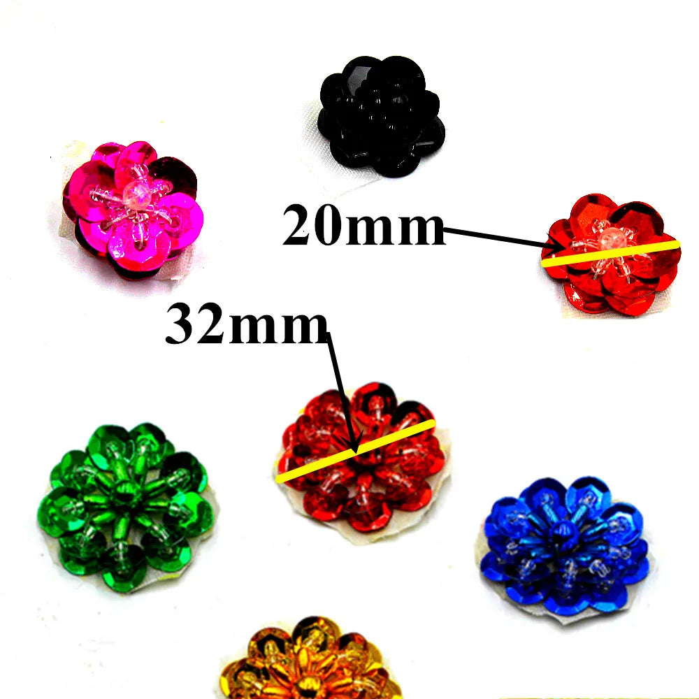 appliques fleurs décoratives paillettes brillantes autocollantes couture artisanat tissu broderie fleurs colorées