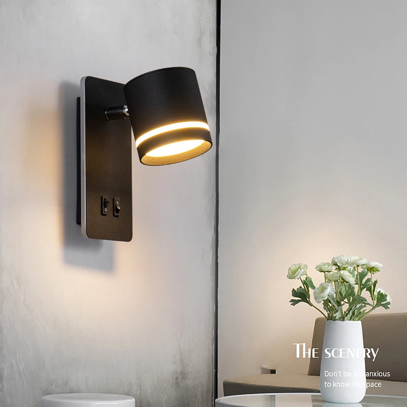 lampe murale moderne noir blanc mat fixée interrupteur ampoules led cuisine chambre coucher entree