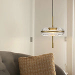 luminaire suspendu contemporain effet vague d'eau transparent motif fleurs verre opacité salon chambre