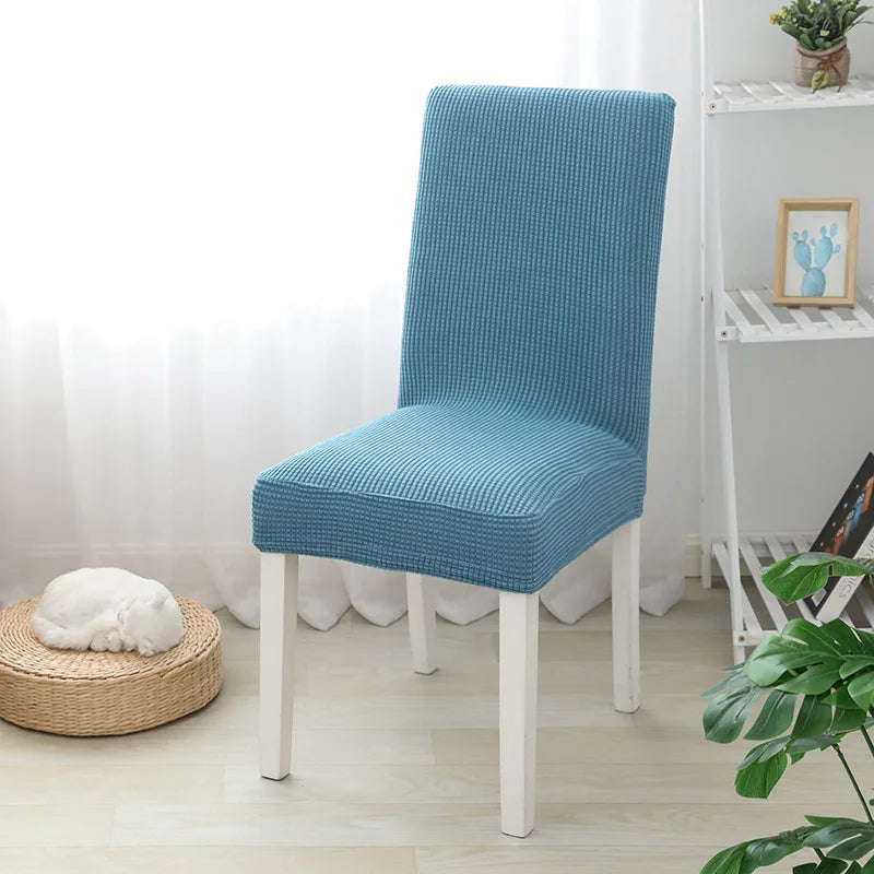 housse chaise marron noir bleu rose verte gris moderne spandex polyester jacquard unicolore elastic