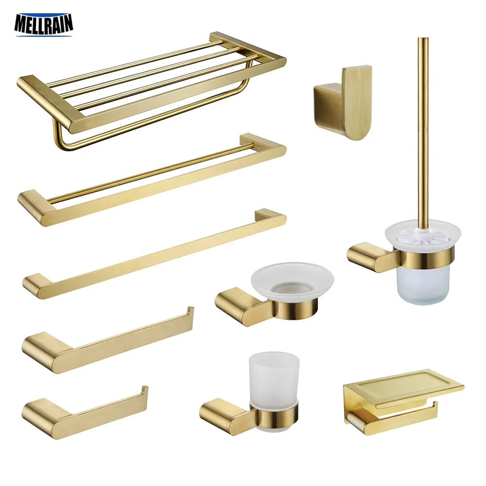 accessoires salle bain doré moderne porte serviettes porte papier toilette porte gobelet porte brosse