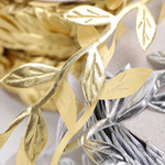 ruban feuilles dorées argentées vertes décoration maison fête craft polyestere doubleface 5mètre élégant artisanal