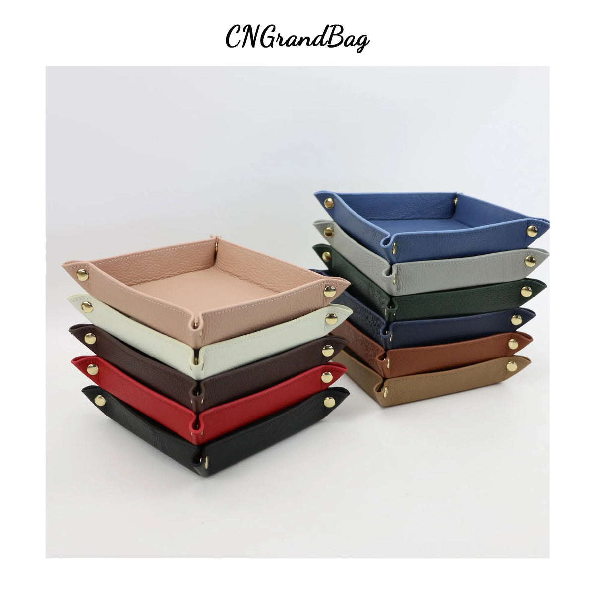 plateau rangement cuir noir rouge moderne porte clés montre carte boucles d'oreilles stylos figurine