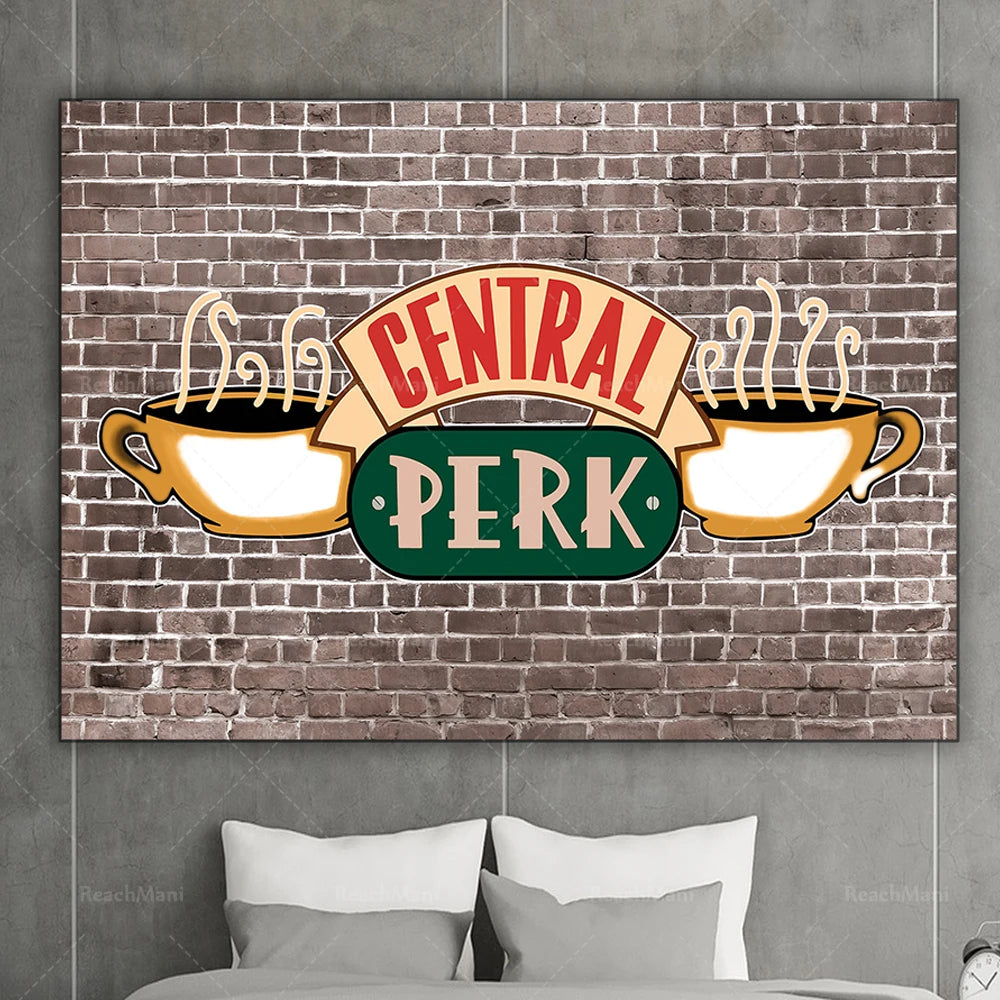 Enseigne décorative murale de Central Perk, un bar mythique de la série télévisée Friends.