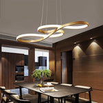 Suspension lumineuse moderne or blanc noir contemporain fixée chaînes