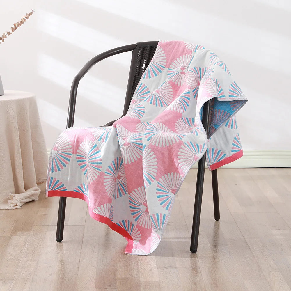 serviette bain coton bio rapide absorbant moderne motif géométrique blanc bleu orange gris