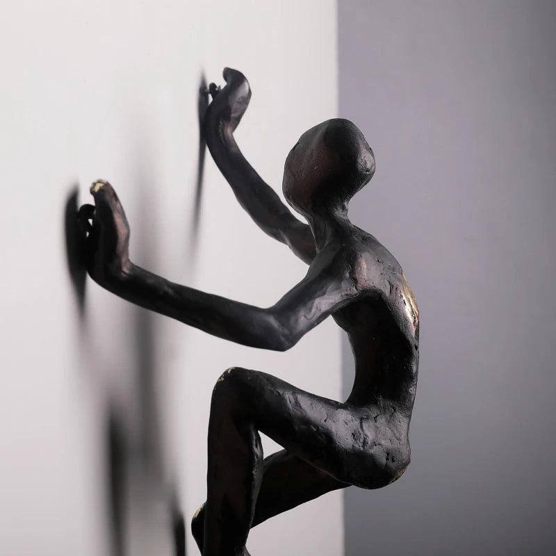 figurines murales humaines escalade noir bronze moderne art expressionnistesDecorationMurale