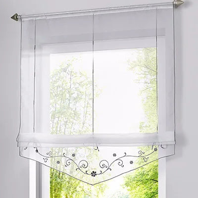 rideau roman brodé floral transparent voile polyester classique decoration maison