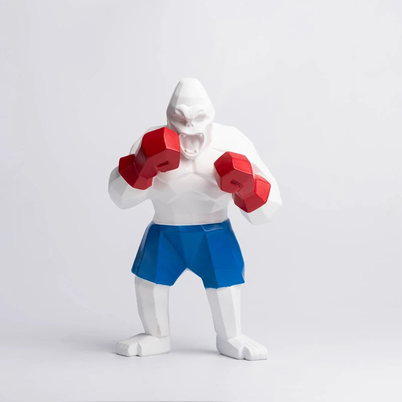 Sculpture gorille style boxe King Kong en résine rouge - art contemporain