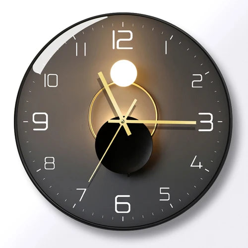 horloge murale moderne abstraite noir doré salon chambre coucher 12 14 16 pouces