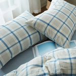 lot deux serviettes bain coton carreaux rose bleu beige gris vert blanc moderne