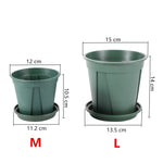 pots fleurs plastique vert moderne soucoupe cannelée taille moyenne balconintérieur