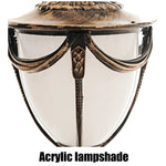 lampe sol or vintage abat jour noir texture métallique motifs floraux ip65 led