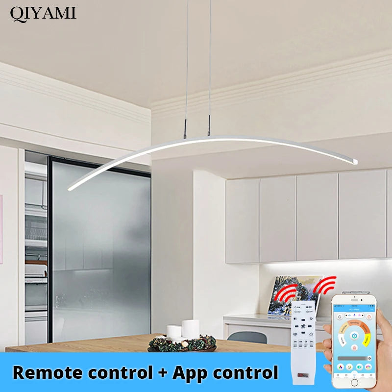 suspension lumineuse pendentif led blanc noir moderne télécommande app cool white warm white
