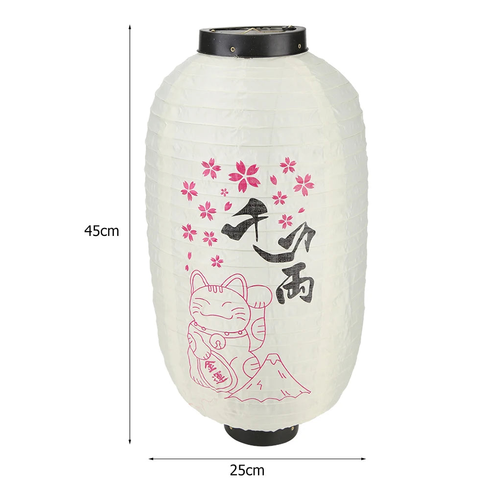 lanterne japonaise traditionnelle fleurs cerisier blanc rose noire fete decoOpaque