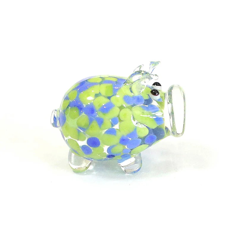 petite tirelire cochon verre artisanal décoratif rose vert bleu maison jardin